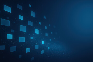 Poster - This abstract composition features floating rectangles and fading dots in a blue gradient representing innovative business strategy and vision in a modern design