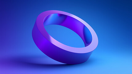 Aufkleber - Purple torus floating on blue background with subtle gradient lighting