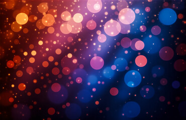 Aufkleber - Blurred colorful circles create a bokeh effect against a dark background. Orange, red, pink, and blue lights blend beautifully in this abstract image.