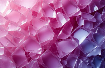 Leinwandbilder - image shows a vibrant, abstract display of crystalline shapes in a gradient of pink and purple. hint