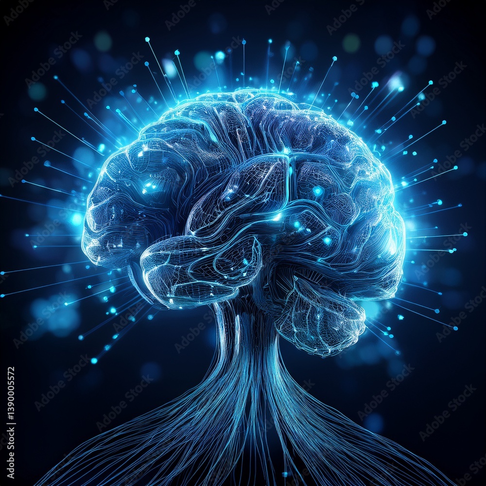 Digital brain concept , artificial intelligence neurology network ...