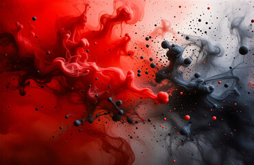 Aufkleber - Hints: abstract, liquid, color, contrast.

Abstract liquid art with color contrast of red and black hues creating a dynamic flow. Swirling patterns with tiny particles. The artwork evokes a sense of m