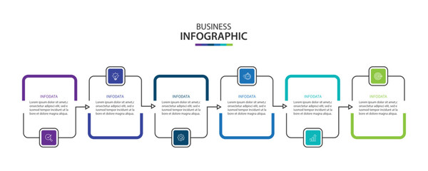 Wall Mural - design template for vector infographic labels with icons and 6 options or steps.