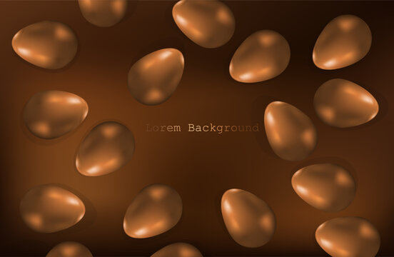Happy Easter, 3D chocolate eggs greeting card, Easter on a warm background