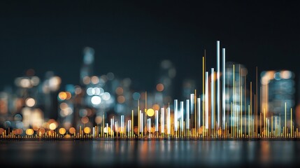 Poster - Abstract Concept of Growing Economy with Bar Charts and City Lights