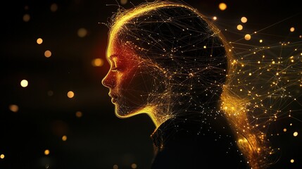 Poster - Double Exposure of Woman's Silhouette with Blended Light Effects