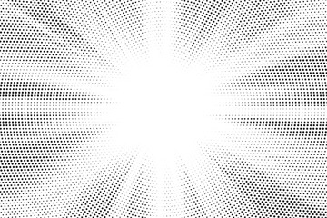 Aufkleber - Halftone gradient sun rays pattern. Abstract halftone vector dots background. monochrome dots pattern. Vector background in comic book style with sunburst rays and halftone. Retro pop art design.