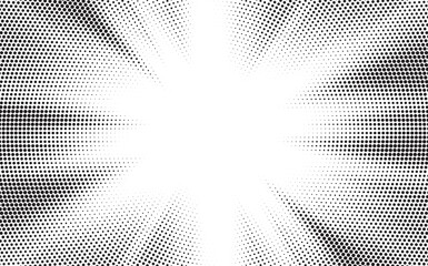 Leinwandbilder - Halftone gradient sun rays pattern. abstract halftone vector dots background. monochrome dots pattern. pop art, comic small dots. star rays halftone poster. shine, explosion. sunrise rays background. 