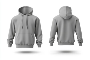 Poster - Soft gray hoodie displayed from multiple angles against a white background showcasing a simple and comfortable style