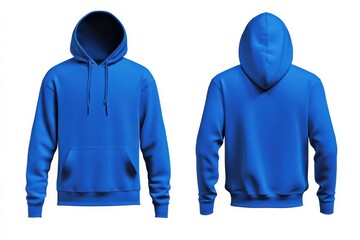 Poster - Bright blue hooded sweatshirt showcased from multiple angles for casual wear and comfort