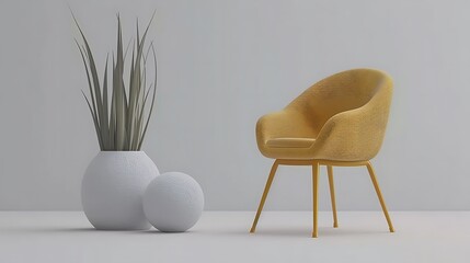 Leinwandbilder - A minimalist interior design featuring a chair and decorative elements