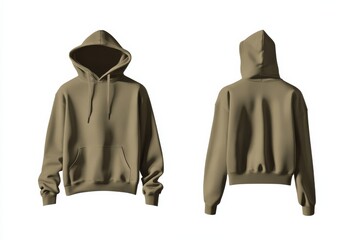 Poster - Hoodie design featuring a minimalistic style in a natural khaki color for casual wear