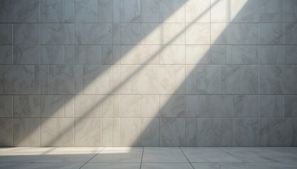 Poster - Light rays casting shadows on modern wall texture indoor space architectural photography minimalist environment eye-level view contemporary design