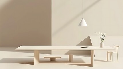 Poster - An elegant interior design featuring a wooden table and a chair