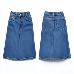 Poster - Casual denim skirt in classic blue featuring a high waist design perfect for everyday wear and versatile styling options
