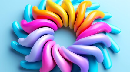 Leinwandbilder - A colorful collection of curved abstract shapes in a circle