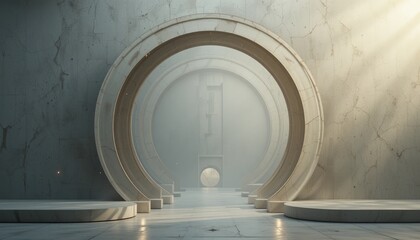 Poster - Exploring minimalist design in architectural spaces abstract environment digital art contemporary style high perspective conceptual visualization