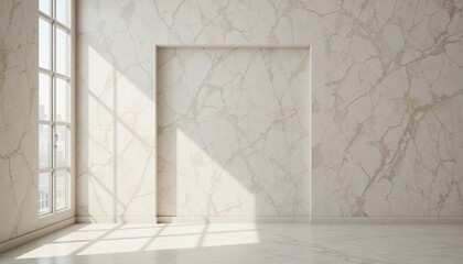 Poster - Sunlit modern interior design minimalist space marble walls bright ambience contemporary aesthetic