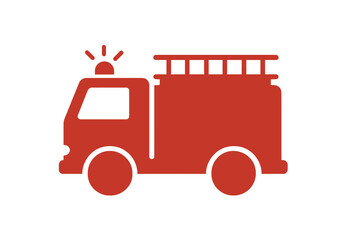 Poster - Fire truck vector icon representing emergency response team in action with siren activated during daytime