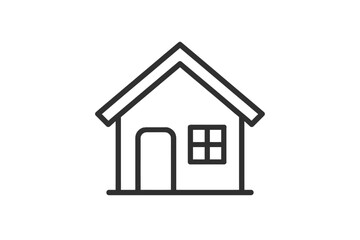 Poster - Simple line vector icon of a house with a door and window design suitable for various digital applications and graphics