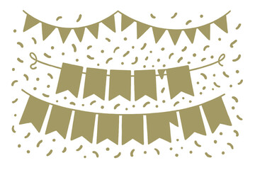 Aufkleber - Decorative line vector icon featuring festive banners and confetti for celebration or party themes