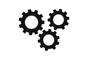 Poster - Vector icon depicting three interconnected gears in a mechanical design, representing teamwork and engineering innovation