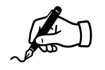 Poster - Vector icon of a hand holding a pen, creating a wavy line on a blank surface