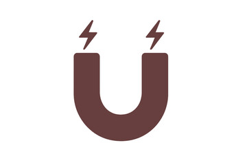Aufkleber - Magnet icon demonstrating attraction and energy with lightning bolts in a simple line vector design