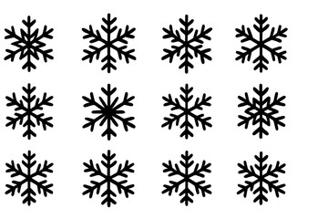 Aufkleber - Snowflake line vector icon design suitable for winter themed projects and festive decorations, featuring various snowflake shapes and styles