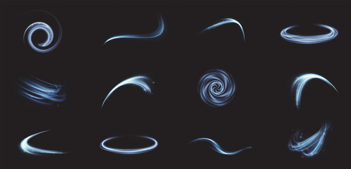Fototapete - Futuristic swirling neon effect with bright blue light, particles, and glows. Features include tornado-like motion, energy spirals, and abstract glowing elements for modern vibrant design