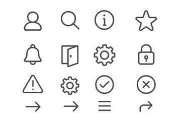 Aufkleber - Various line vector icons representing different functionalities and concepts for digital interfaces and applications