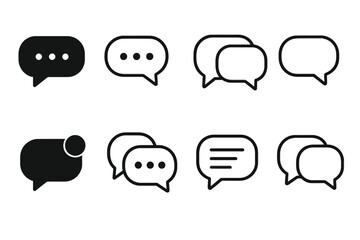 Aufkleber - Collection of line vector icons representing various speech and chat bubbles in a minimalist design for communication purposes