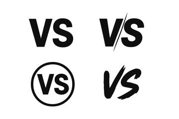Fototapete - Comparison of four distinct line vector icons featuring the letters VS in various styles and designs
