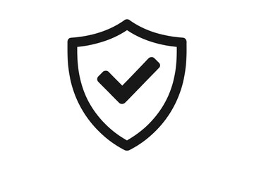 Poster - Abstract line vector icon representing security and trust with a shield and checkmark design