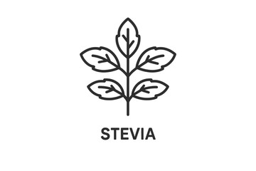 Poster - Stevia plant line vector icon representing a natural sweetener used in various food and beverage products
