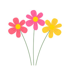 Wall Mural - cute colorful flowers bouquet. simple flower in flat design style. vector illustration.