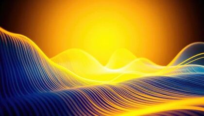 Wall Mural - electric yellow and blue distorted sound waves, abstract background, tilted perspective, vibrant, st