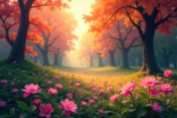 Wall Mural - Abstract blurred nature scene, perfect for website backgrounds, field, texture