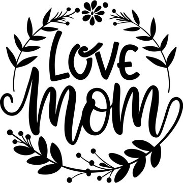 Happy mothers day calligraphy, floral text on white background