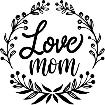 Happy mothers day calligraphy, floral text on white background