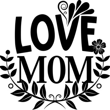Happy mothers day calligraphy, floral text on white background