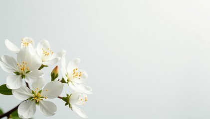 Wall Mural - Delicate white blossoms against pure white backdrop , blossom, fresh, flower power