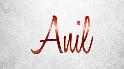 Fototapete - Red 3D text effect of Hindi name Anil on silver background.