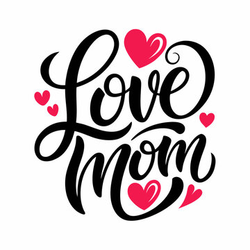 Happy mothers day calligraphy, floral text on white background