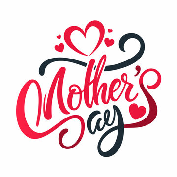 Happy mothers day calligraphy, floral text on white background