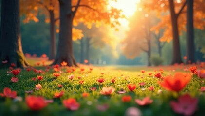 Wall Mural - abstract blurred nature scene, perfect for website backgrounds, design element, web, scenic