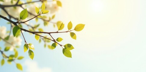 Wall Mural - Isolated branches on white background with subtle hints of sunlight filtering through, organic, simplicity, filtering
