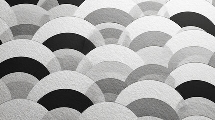 Poster - Abstract grayscale pattern featuring overlapping semicircles creating a textured background design