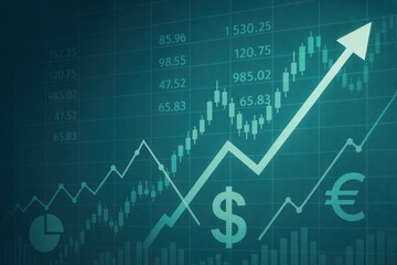 Poster - Financial Growth Chart with Graphs and Currency Symbols in Green