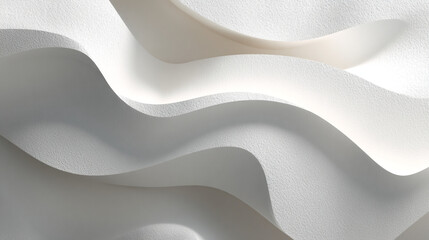Poster - Abstract white textured waves with shadows creating a smooth and flowing background design